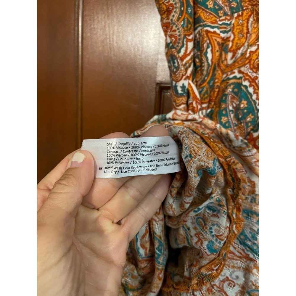 Alejandra Orange Paisley Tiered Maxi Dress In Ivory/Orange Medium - Picture 10 of 10